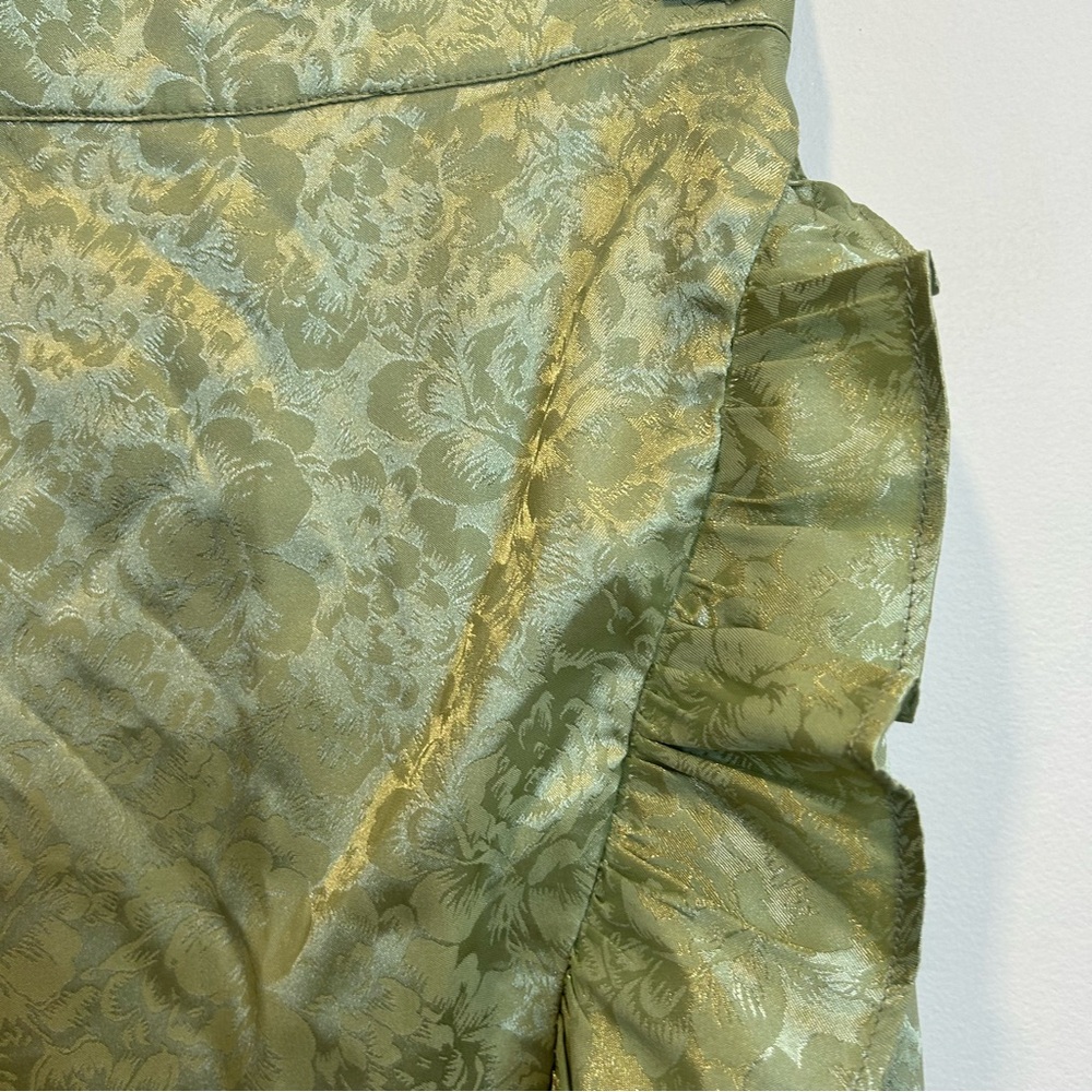 Alamour the Label Skirt Set Long Sleeve Crop Top Ruffle Midi Skirt Green - Picture 3 of 9
